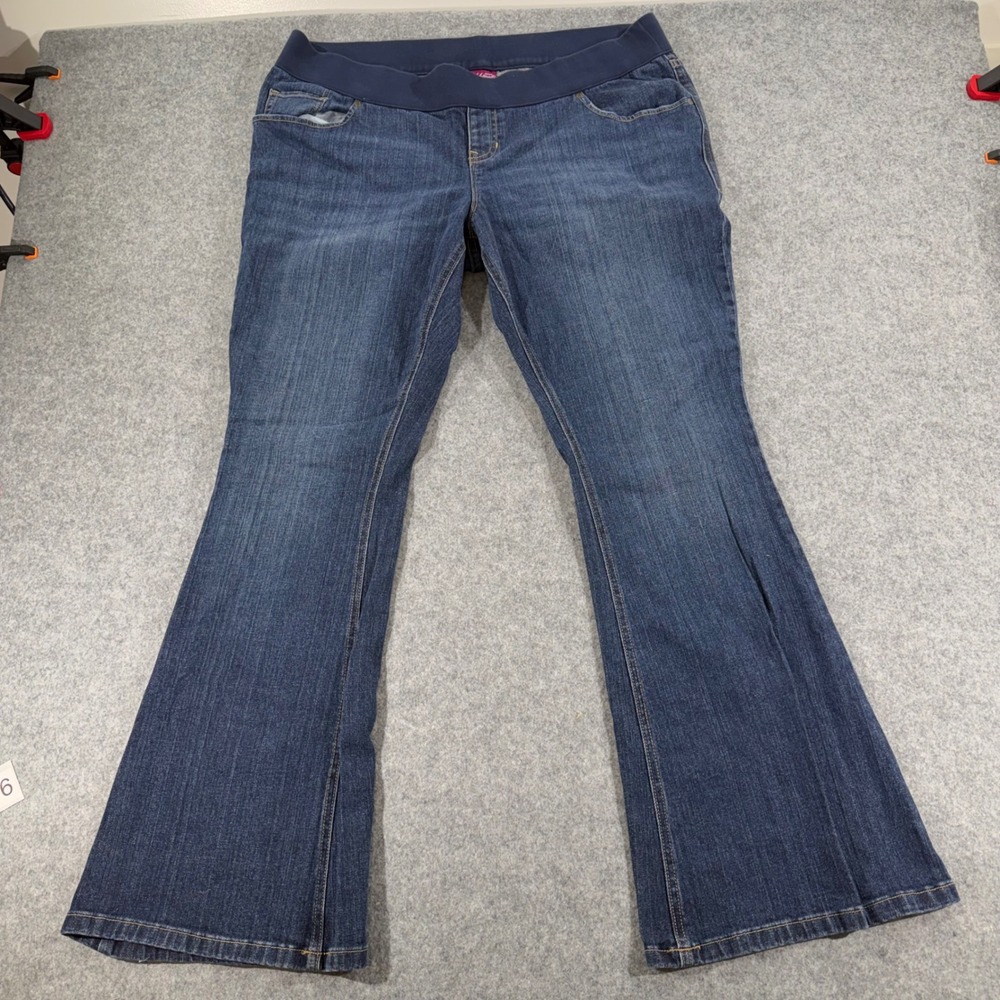 Old Navy Maternity Skinny Flare Jeans Medium Wash Blue Elastic Belly Band Sz 14